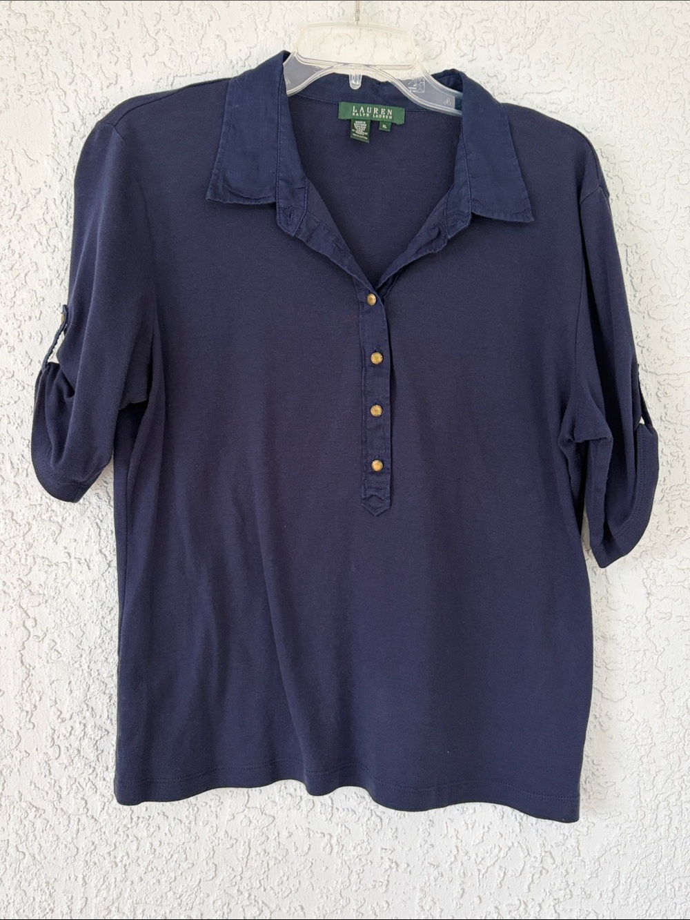 Ralph Lauren Navy Button-Front Polo Shirt size XL